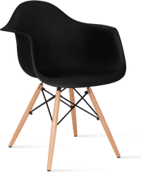DAW Style Plastic Dining Chair Black/Light Wood image.