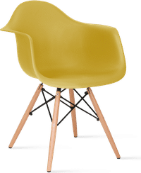 DAW Style Plastic Dining Chair Mustard/Light Wood image.