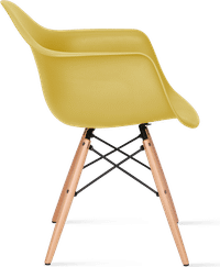 DAW Style Plastic Dining Chair Mustard/Light Wood image.