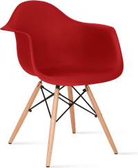 DAW Style Plastic Dining Chair Red/Light Wood image.