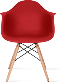 DAW Style Plastic Dining Chair Red/Light Wood image.