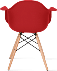 DAW Style Plastic Dining Chair Red/Light Wood image.