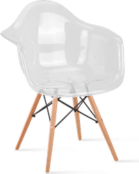 DAW Style Transparent Chair Clear/Light Wood image.