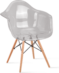 DAW Style Transparent Chair Light Grey/Light Wood image.