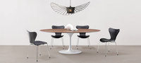Tulip Style Oval Dining Table Walnut Veneer/White image.