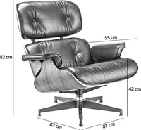 Eames Style Lounge Chair H Miller Version Premium Leather/White/Walnut image.