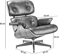 Eames Style Lounge Chair H Miller Version Premium Leather/White/Rosewood image.