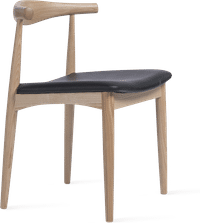 Elbow Chair - Real Leather Cushion - Square Black/Solid American Ashwood image.