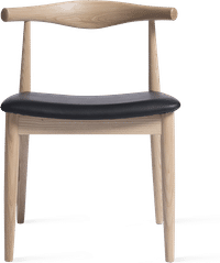 Elbow Chair - Real Leather Cushion - Square Black/Solid American Ashwood image.