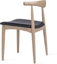 Elbow Chair - Real Leather Cushion - Square Black/Solid American Ashwood image.