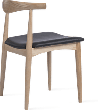 Elbow Chair - Real Leather Cushion - Square Black/Solid American Ashwood image.