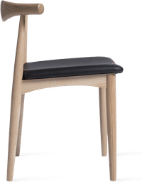 Elbow Chair - Real Leather Cushion - Square Black/Solid American Ashwood image.