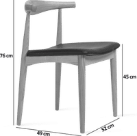 Elbow Chair - Real Leather Cushion - Square Black/Solid American Ashwood image.