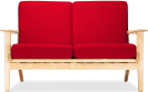 GE 290 Plank Loveseat 2 Seater Sofa Deep Red/Ash Wood image.