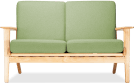 GE 290 Plank Loveseat 2 Seater Sofa Light Green/Ash Wood image.