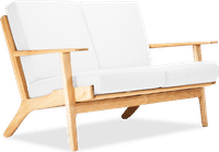 GE 290 Plank Loveseat 2 Seater Sofa White/Ash Wood image.