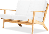 GE 290 Plank Loveseat 2 Seater Sofa White/Ash Wood image.