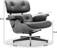 Eames Style Lounge Chair H Miller Version Italian Leather/Black/Rosewood image.