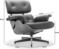 Eames Style Lounge Chair H Miller Version Italian Leather/Black/Walnut image.