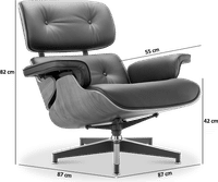 Eames Style Lounge Chair H Miller Version Premium Leather/Black/Walnut image.