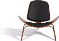 Shell Chair (CH07) Italian Leather/Black/Walnut Veneer image.