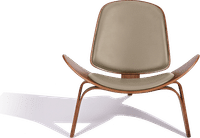 Shell Chair (CH07) Italian Leather/Beige/Walnut Veneer image.