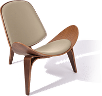 Shell Chair (CH07) Italian Leather/Beige/Walnut Veneer image.