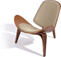 Shell Chair (CH07) Italian Leather/Beige/Walnut Veneer image.