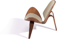 Shell Chair (CH07) Italian Leather/Beige/Walnut Veneer image.