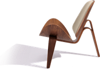 Shell Chair (CH07) Italian Leather/Beige/Walnut Veneer image.