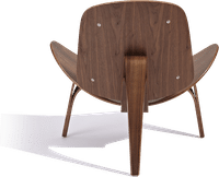 Shell Chair (CH07) Italian Leather/Beige/Walnut Veneer image.