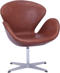 The Swan Chair  Premium Leather/With piping/Dark Tan image.
