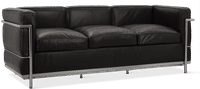 LC2 Style Petit - 3 Seat Sofa - Black Leather  Black image.