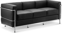 LC2 Style 3 Seater Sofa Black image.