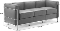 LC2 Style 3 Seater Sofa Black image.