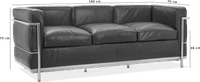 LC2 Style Petit - 3 Seat Sofa - Black Leather  Black image.