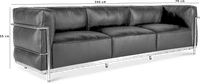 LC3 Style 3 Seater Grand Sofa Black  image.