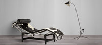 LC4 Style Chaise Longue Premium Leather/Black + White image.