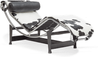 LC4 Style Chaise Longue Premium Leather/Black + White image.