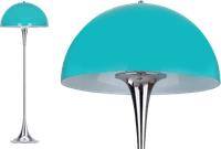 Panthella Style Floor Lamp Chrome Aqua Blue image.