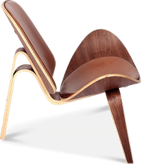 Shell Chair (CH07) Premium Leather/Dark Tan/Walnut Veneer image.