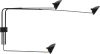 Serge Mouille Three - Arm Wall Lamp Black image.