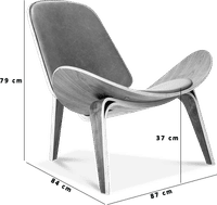 Shell Chair (CH07) Italian Leather/Black/Walnut Veneer image.