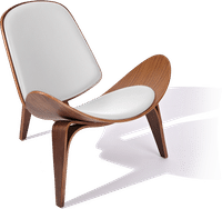 Shell Chair (CH07) Italian Leather/White/Walnut Veneer image.