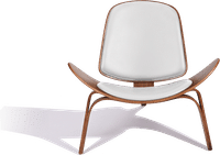 Shell Chair (CH07) Italian Leather/White/Walnut Veneer image.