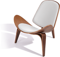Shell Chair (CH07) Italian Leather/White/Walnut Veneer image.