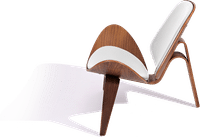 Shell Chair (CH07) Italian Leather/White/Walnut Veneer image.