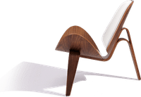 Shell Chair (CH07) Italian Leather/White/Walnut Veneer image.