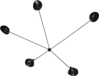 Spider Wall Lamp 5 Arms Black image.