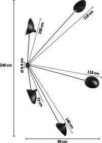 Spider Wall Lamp 5 Arms Black image.